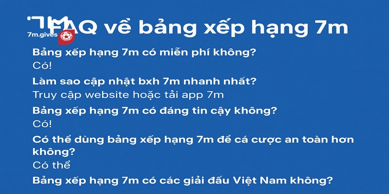 FAQ bảng xếp hạng 7m